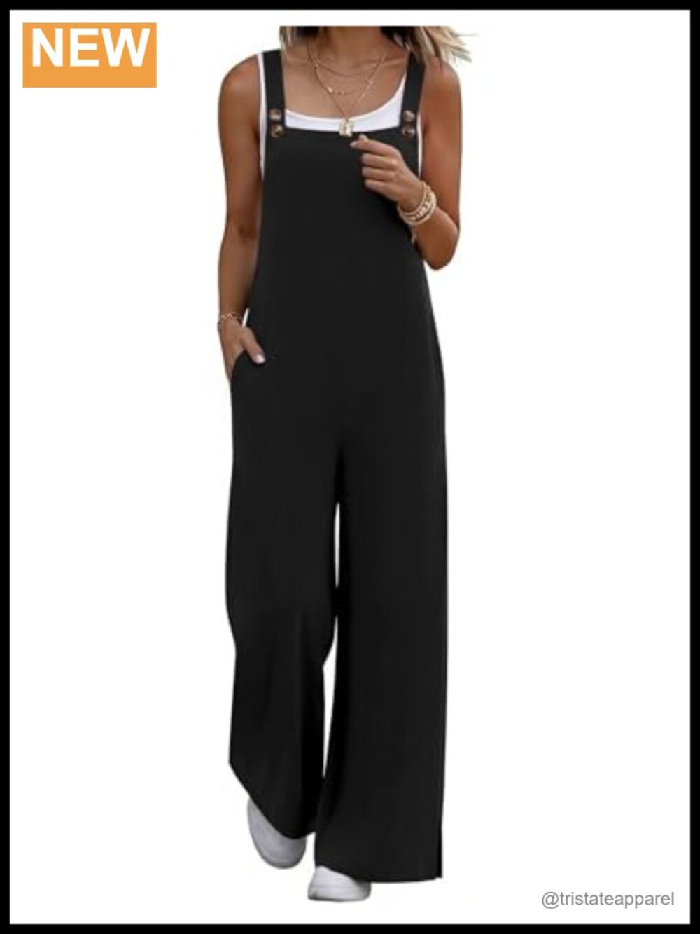 Ekouaer Overalls Loose Fit Wide Leg Jumpsuit 100% Polyester Adjustable Straps